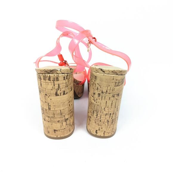 GBG Los Angeles Womens Shoes Pink Queen Platform Cork Block Heel Sandals Size 7 - Picture 6 of 10